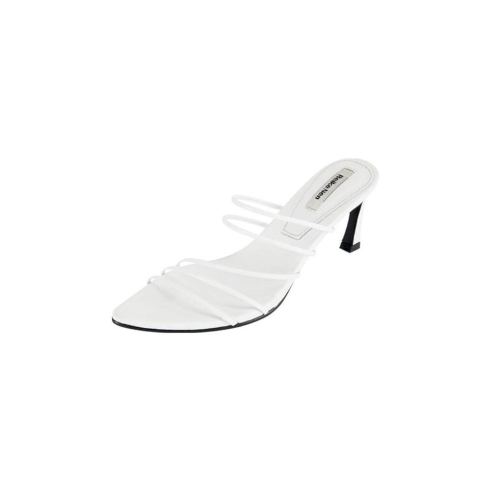 REIKE NEN Womens White Toe Sculpted Heel Slip On Leather Slide Sandals 36.5
